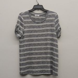 Eden Society Grey/White Stripe Short Sleeve Tee
